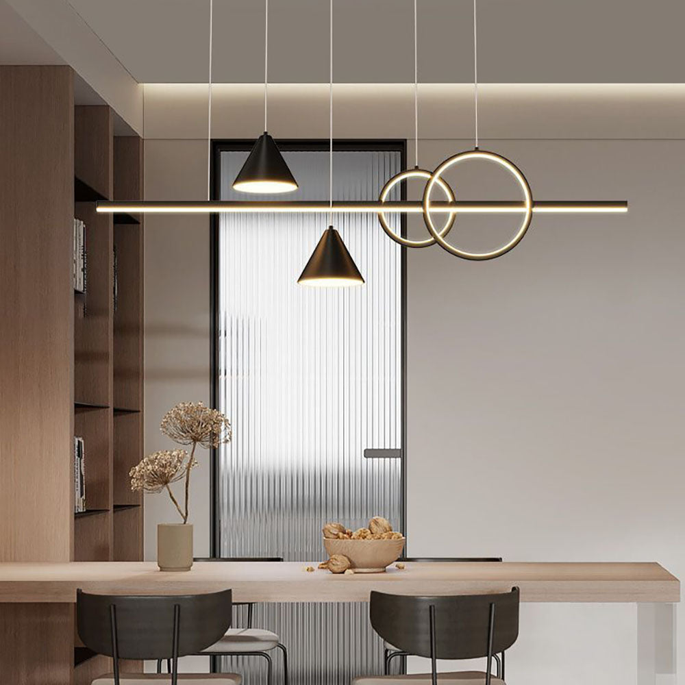 Ropodin Contemporary Geometric Style Linear Metal Pendant Light White/Black