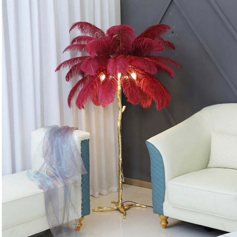 Salenor Nordic Luxury Unique Ostrich Feather Floor Lamp/Table Lamp-Neutral Decor