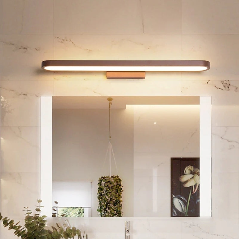 Auril Modern Wall Lamp Mirror Front, Curved, Black/Coffee-Neutral Decor