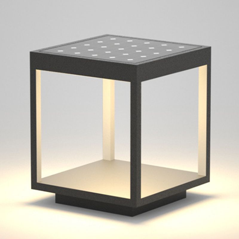 Zogoruk Modern Rectangular Metal LED Outdoor Light Post