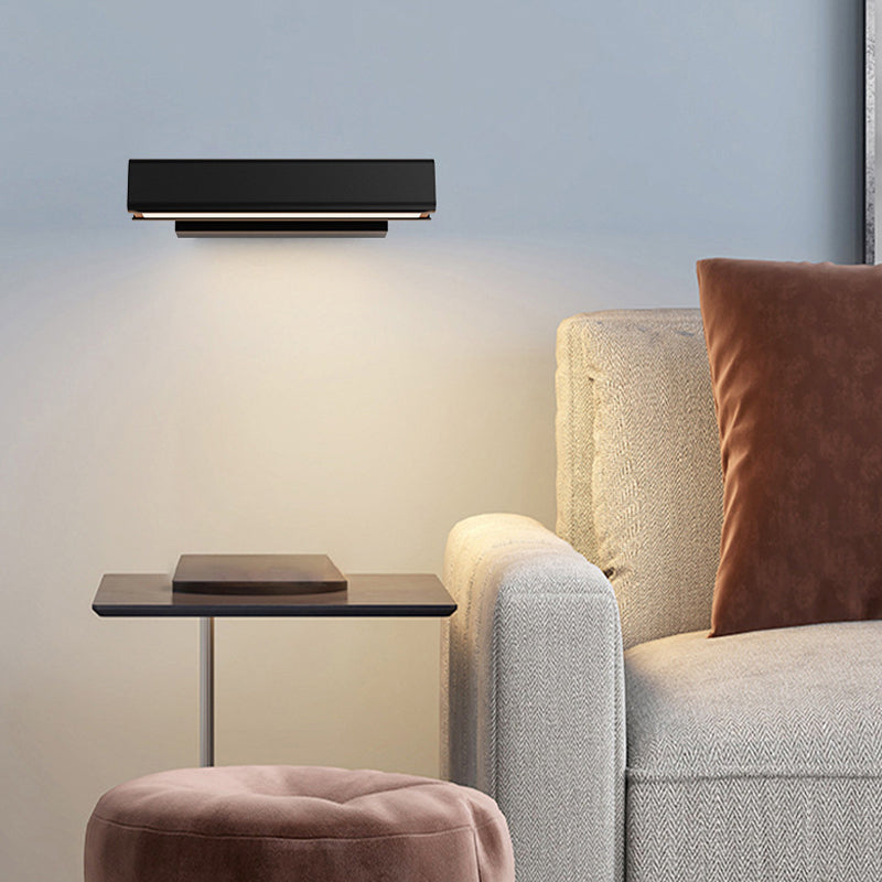 Heri Modern Rectangles Rotatable Wall Lamp, Black/White-Neutral Decor
