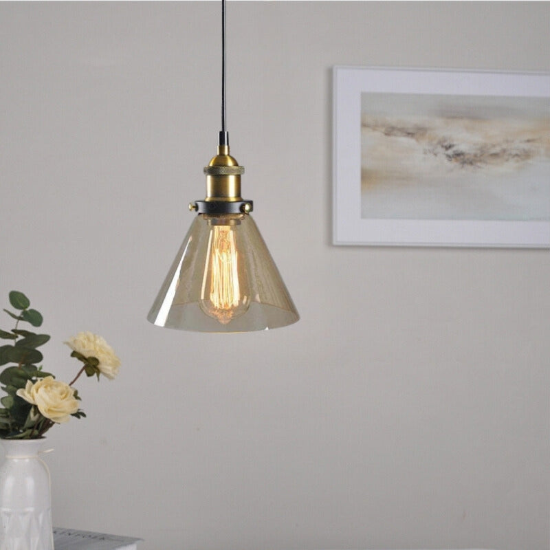 Teni Industrial Glass Pendant Light Clear/Amber/Smoke Grey-Neutral Decor