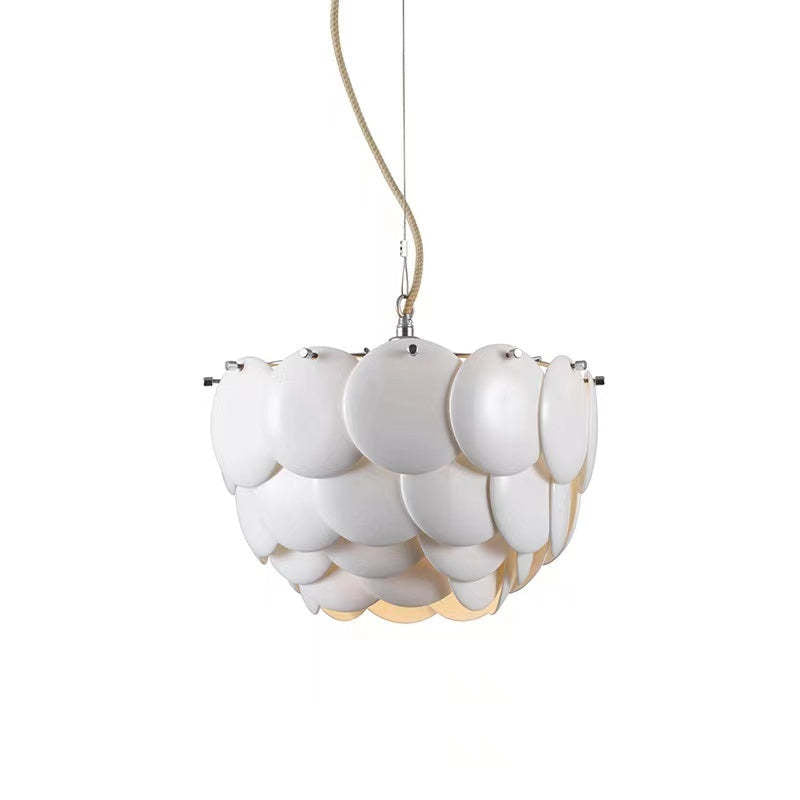 Lapoker Wihte Art Deco Chandelier Light Fixture, Ceramic Leaf & Metal