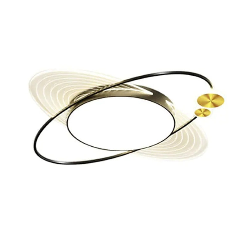 Rotuvut Simple Design Circle LED Flush Mount Ceiling Light, Black/Gold
