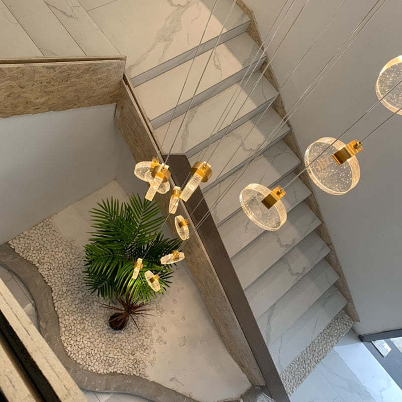 Devikir Luxury Circular Ripple Round Crystal Golden Chandelier