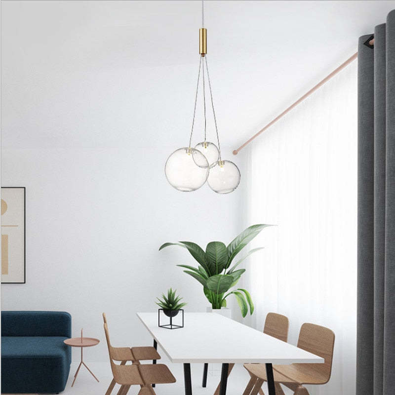 Karomen Glass Globe Bubble Pendant Light LED Stary
