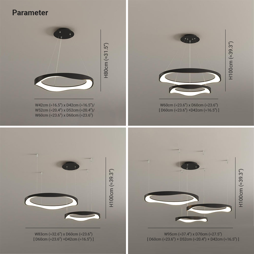 Widunom Pendant Light Rond Modern, Black/White, Dining Room