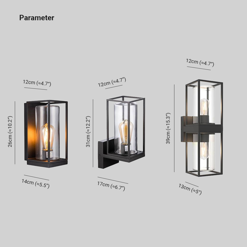 Vopegir Modern Rectangular Metal Outdoor Wall Lamp, Black