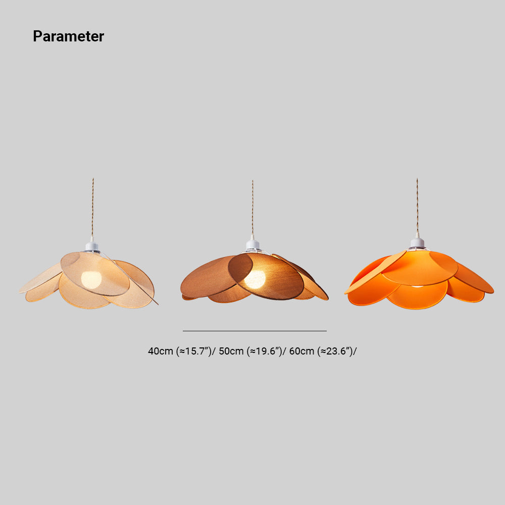 Wavikud Minimalist Fabric Flower Pendant Light, Orange/Brown/Beige