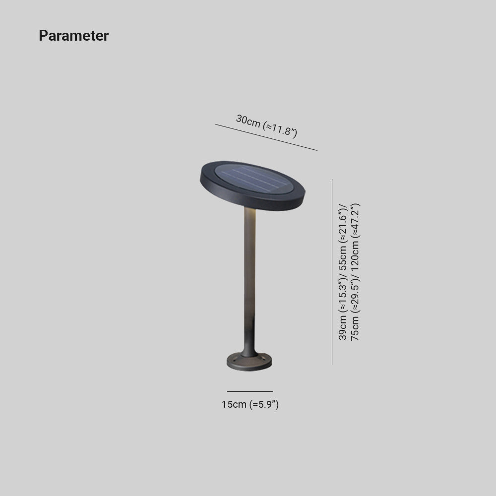 Maradek Modern Metal Disc Solar Outdoor Bollard Light, Black