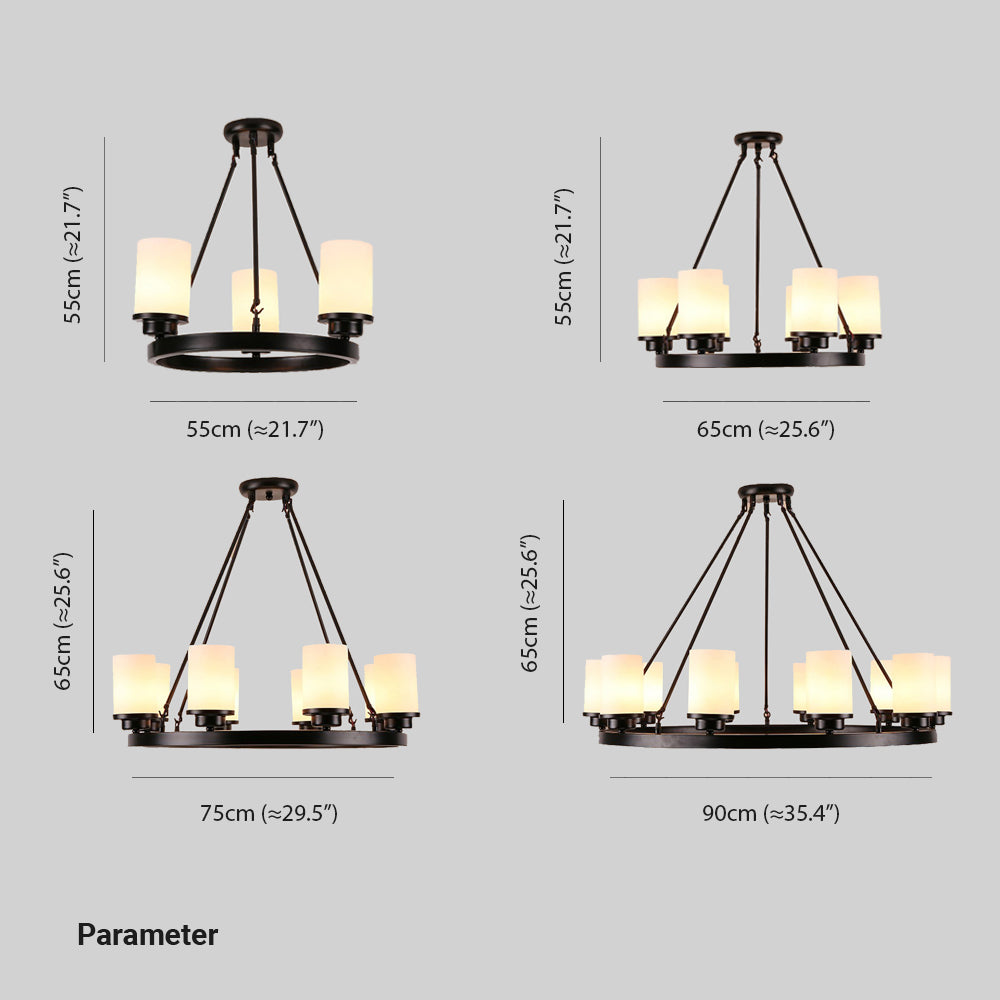 Ribonat Retro Black Metal/Glass Chandelier for Living Room
