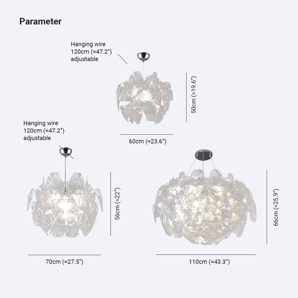 Ranaden Unique Diamond Flower Metal Pendant Light, Living Room