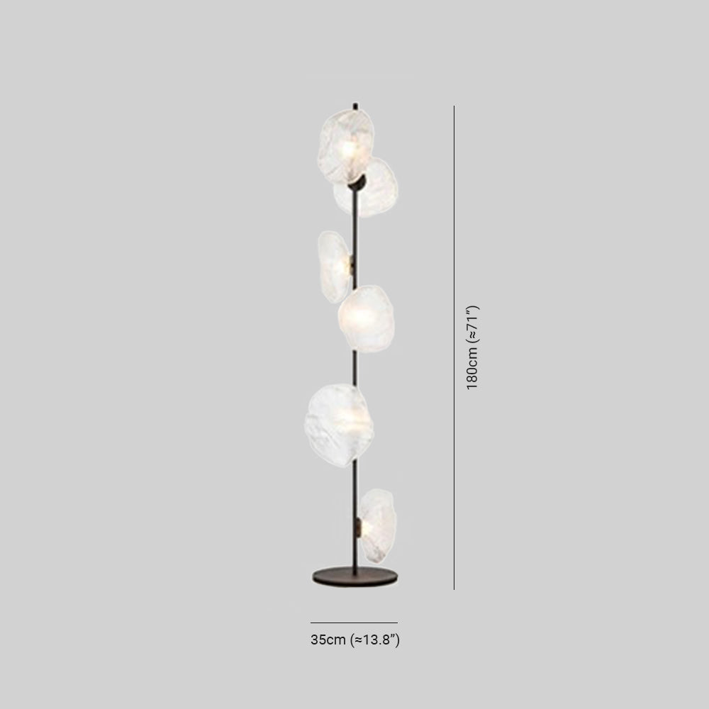 Kokatem Luxury Flower Metal/Glass Floor Lamp, Black/Gold/Grey