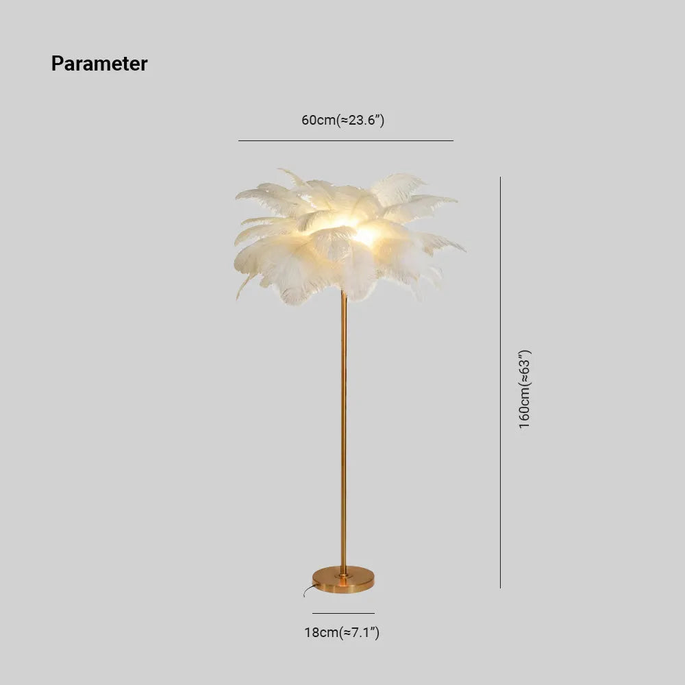 Tutigod Modern Natural Ostrich Feather Gold-plated Floor Lamp