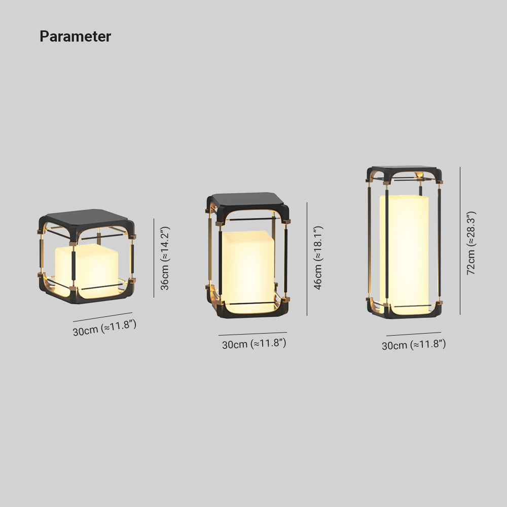 Kunuvil Simple Cube/Cuboid Outdoor Floor Lamp, Hardwired/Solar, Black