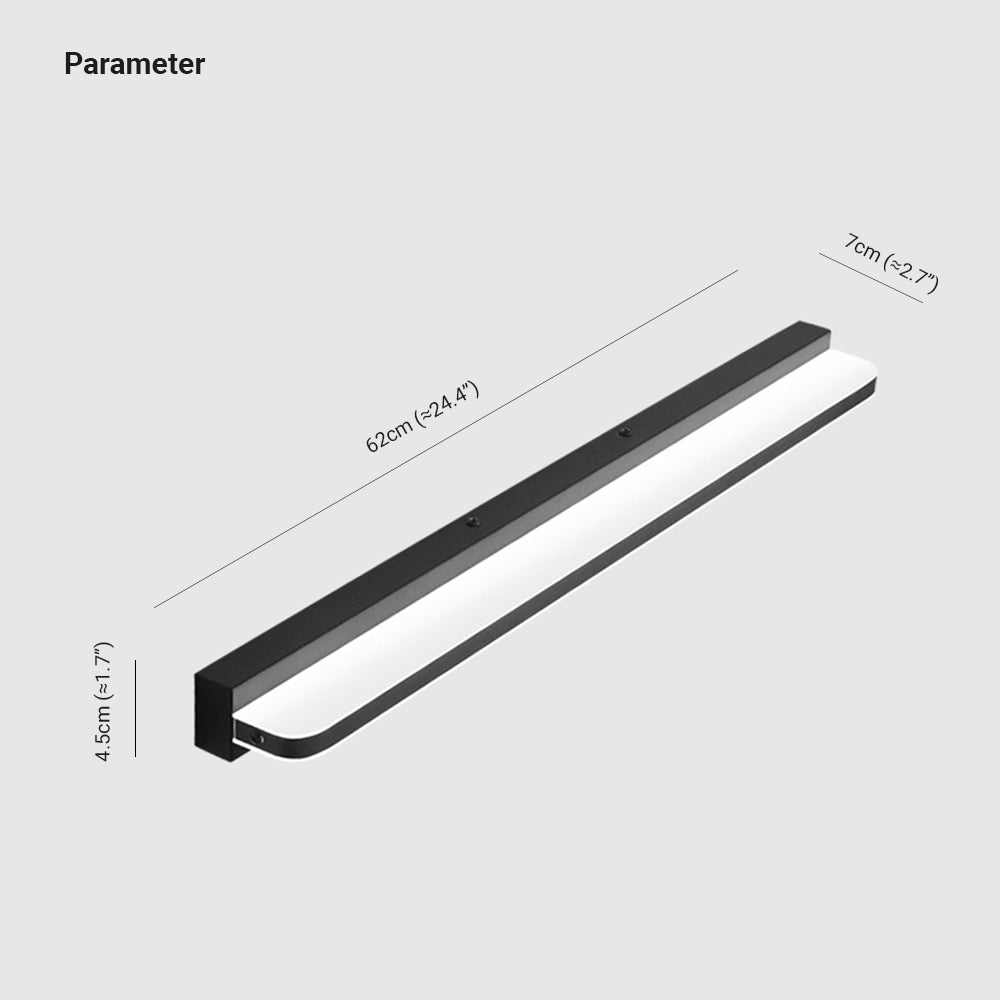 Gusevur Wall Lamp Rectangular Modern, Mirror, Black/White/Chrome/Gold, Bathroom