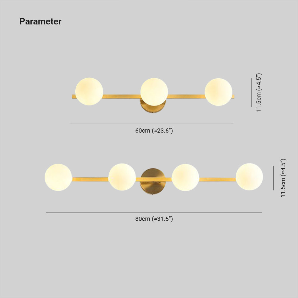 Lomisek Retro Globe Linear Metal/Glass Wall Lamp, Gold, Bathroom