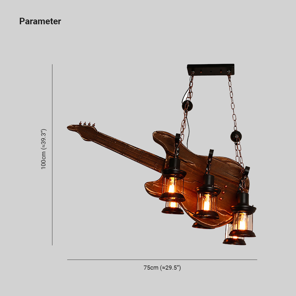 Zikukir Farmhouse Guitar Pendant Light, Metal/Wood, Walnut