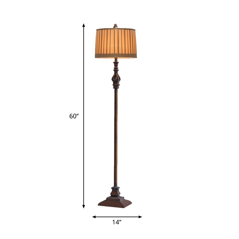 Saguber Vintage Resin/Fabric Standing Floor Lamp, Brown