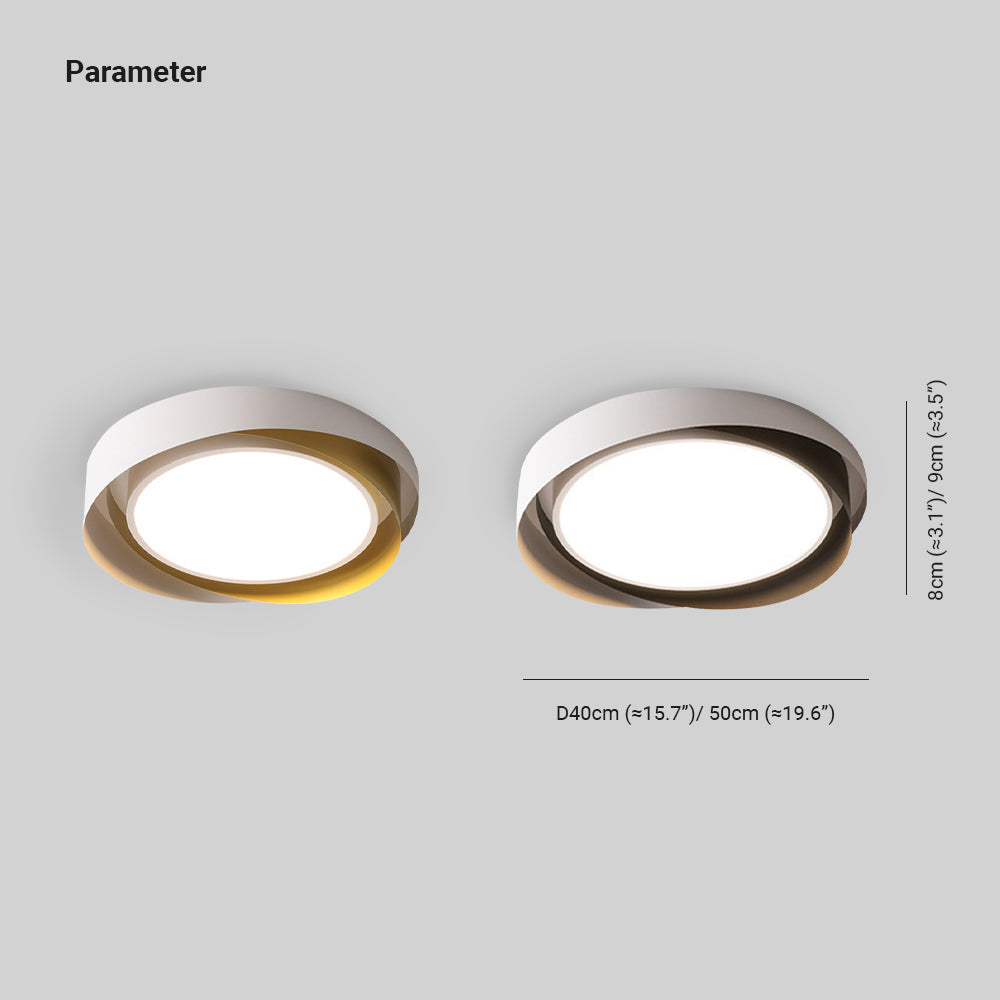 Raluken Modern Geometric Metal/ Flush Mount Ceiling Light, White/Gold