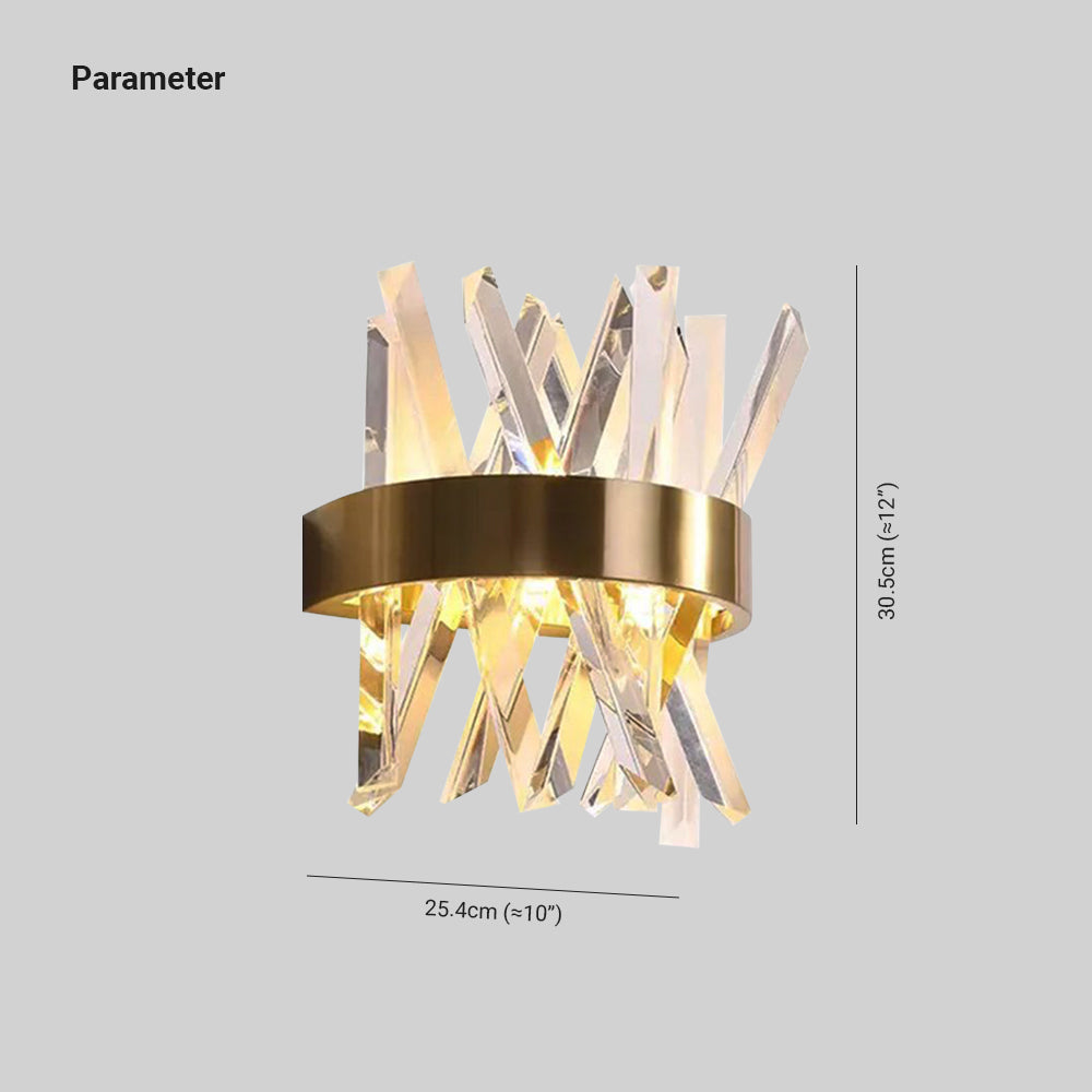 Cikutar Decorative Geometric Crystal/Metal Wall Lamp, Gold