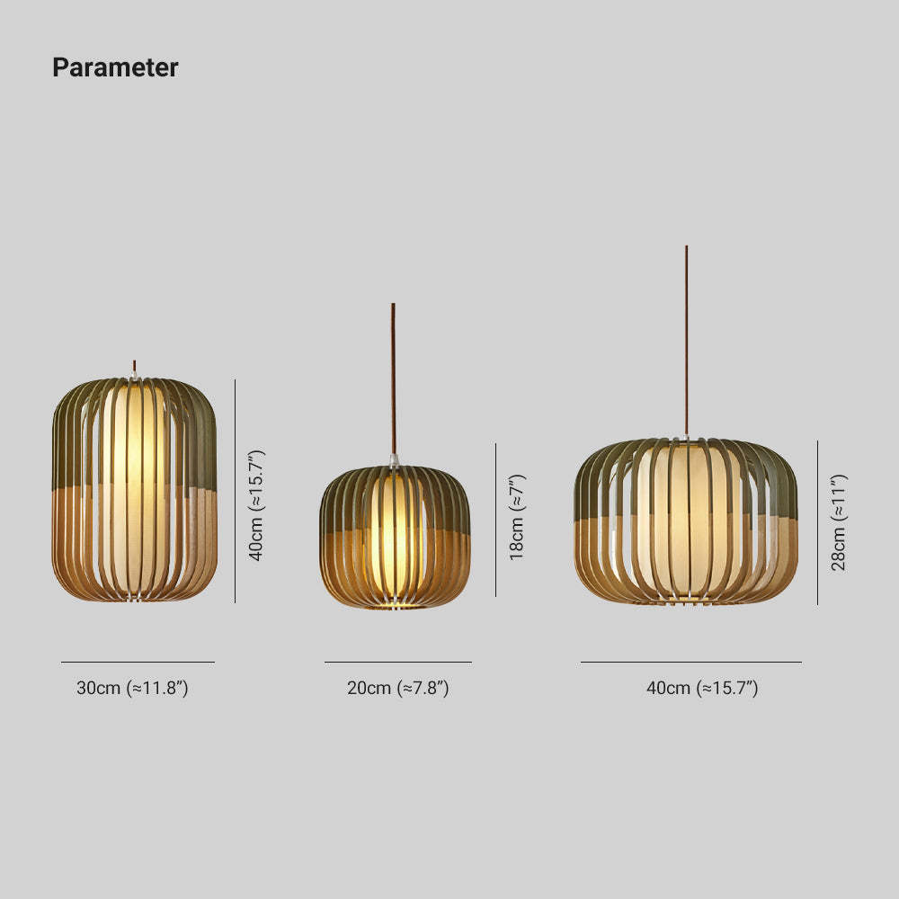 Tamisas Modern Birdcage Wood Pendant Light