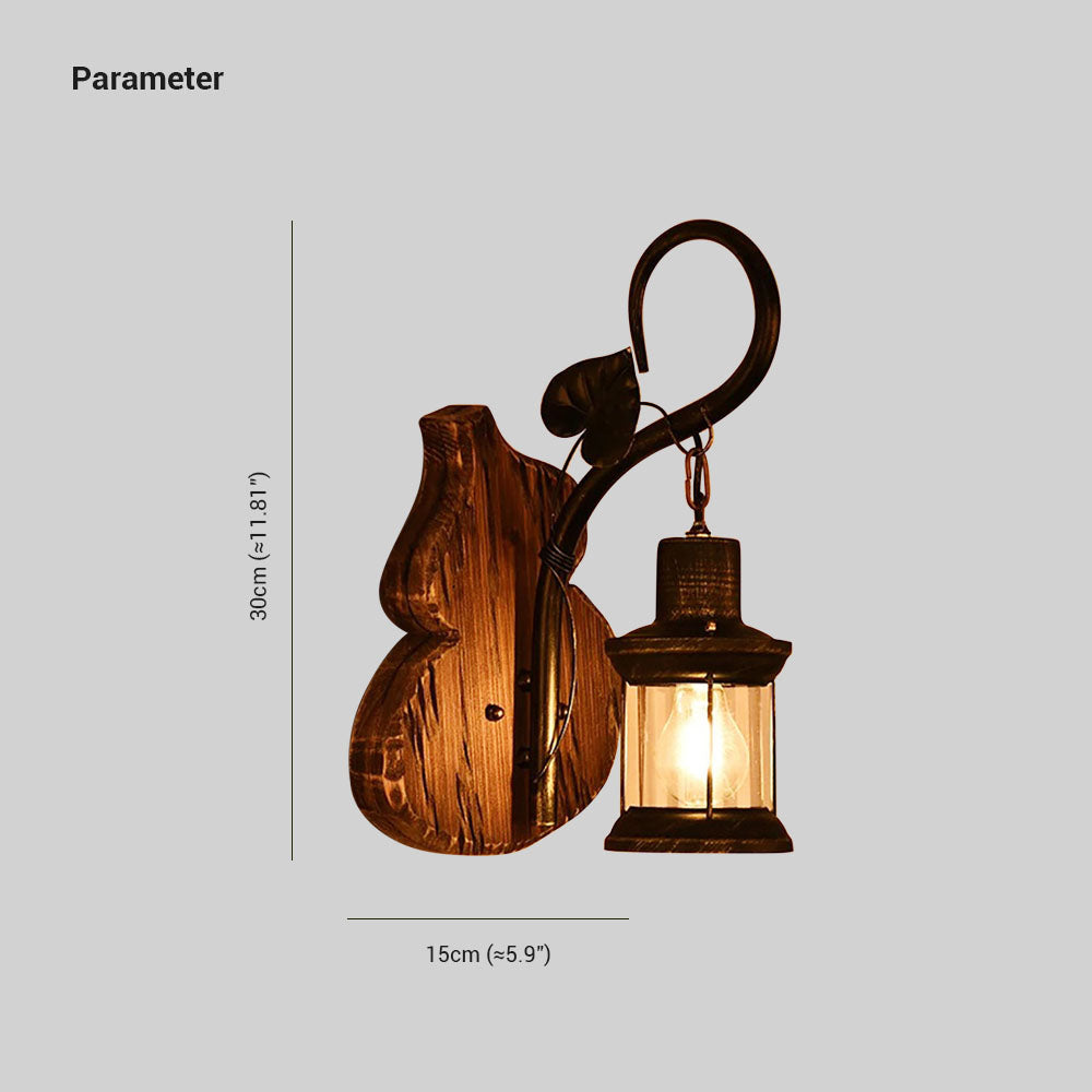 Foduron Wall Lamp Cucurbits/Candle Vintage, Wood/Metal, Bedroom