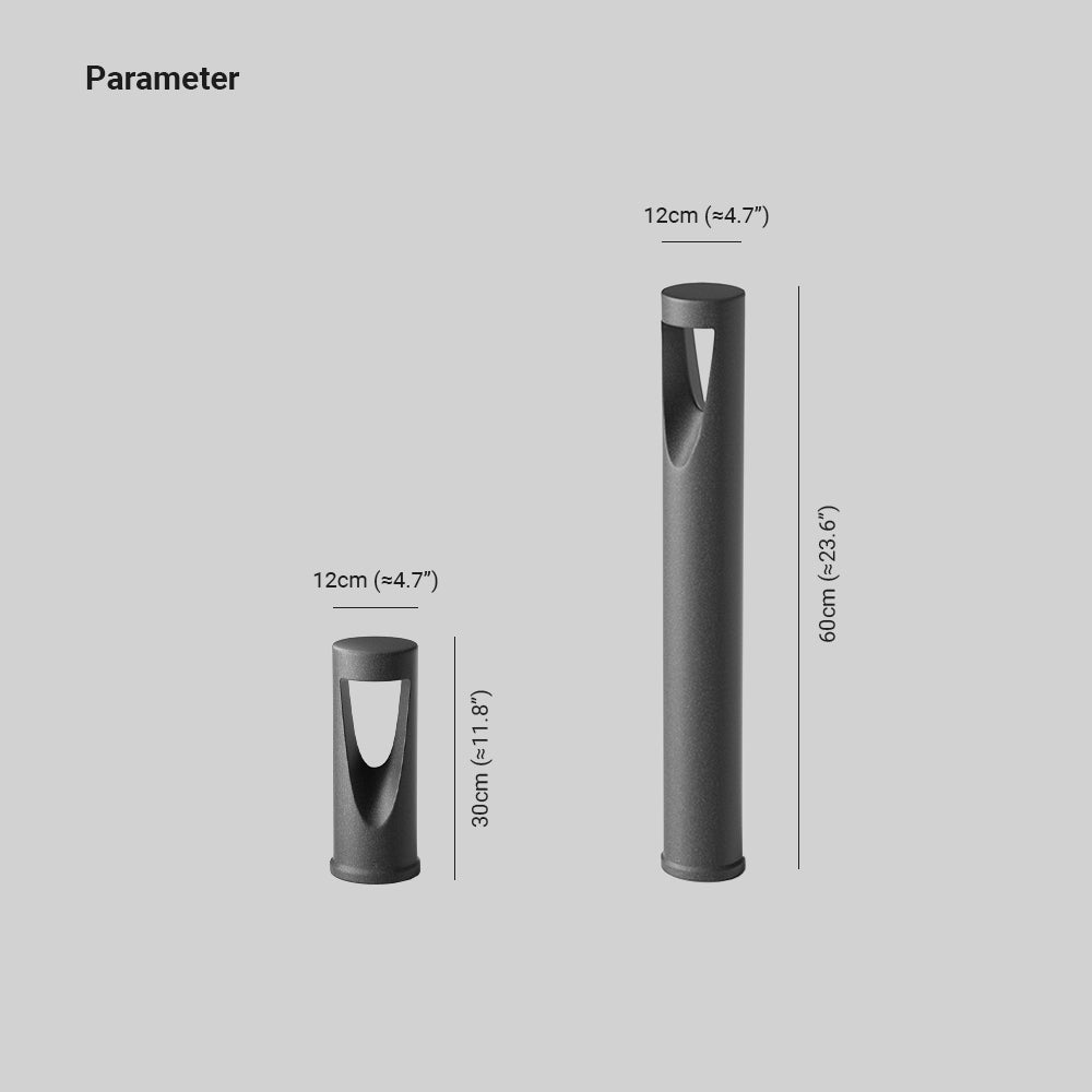 Momadid Contemporary Metal Cylindrical Hollow Outdoor Path Light, Black