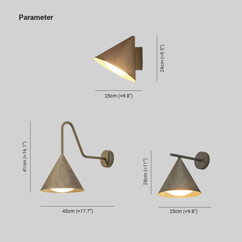 Kisumit Modern Minimalist Cone Metal Outdoor Waterproof Wall Lamp，Black/Gold