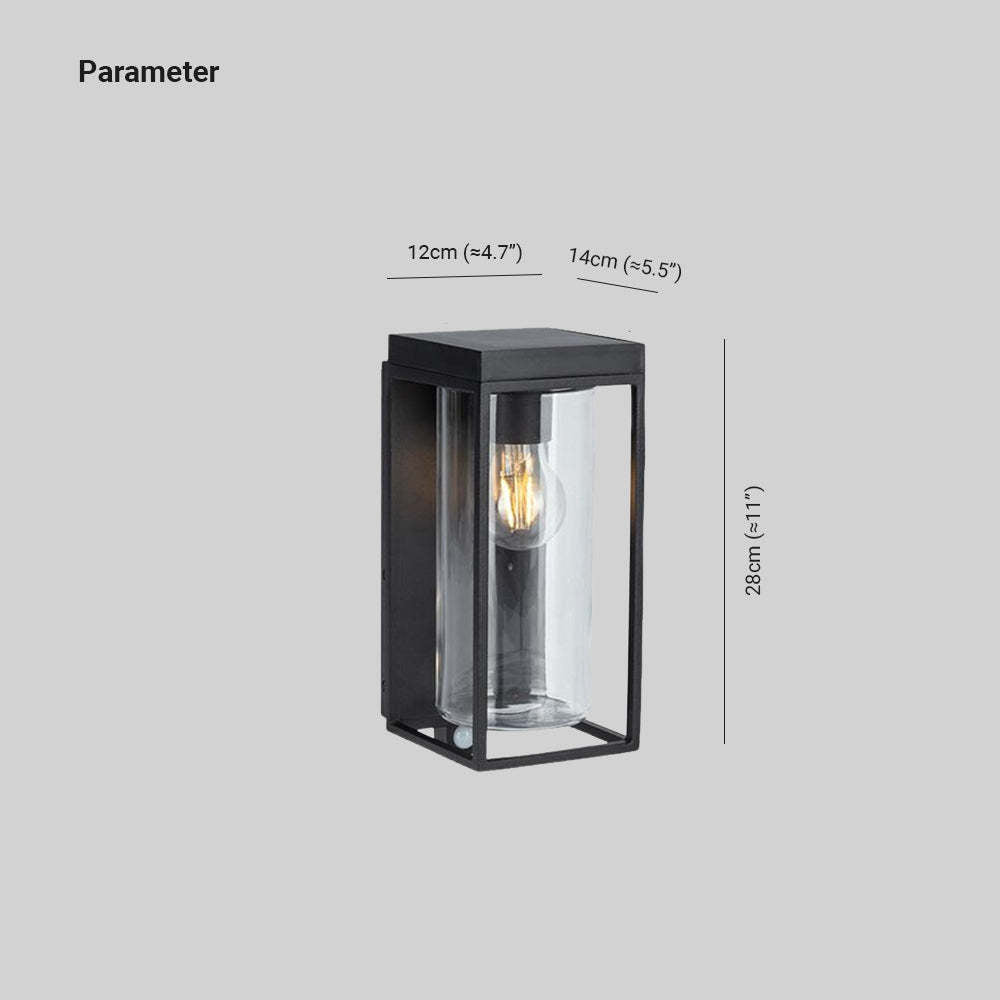 Fudidok Modern Rectangular Solar Waterproof Glass Outdoor Wall Lamp
