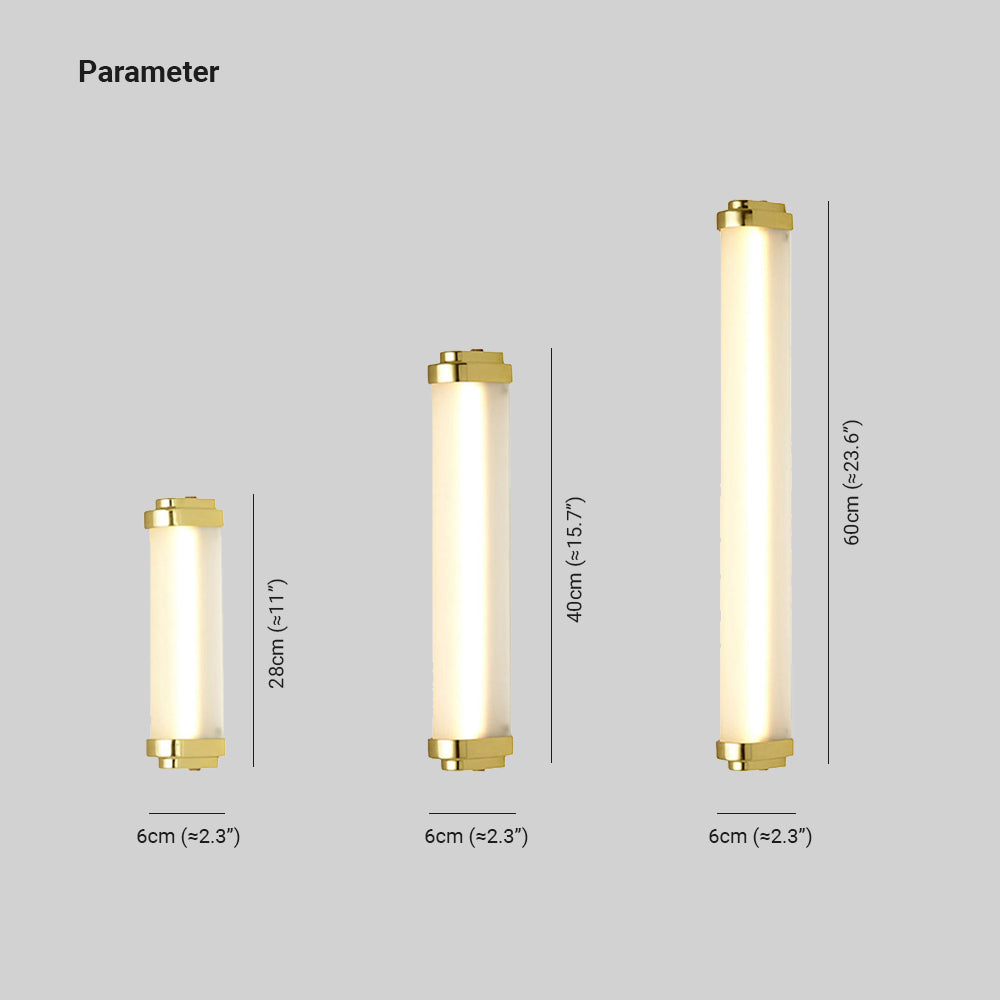 Rubovik Minimalist Cylindrical Metal Outdoor Wall Lamp, Black/Gold/Silver