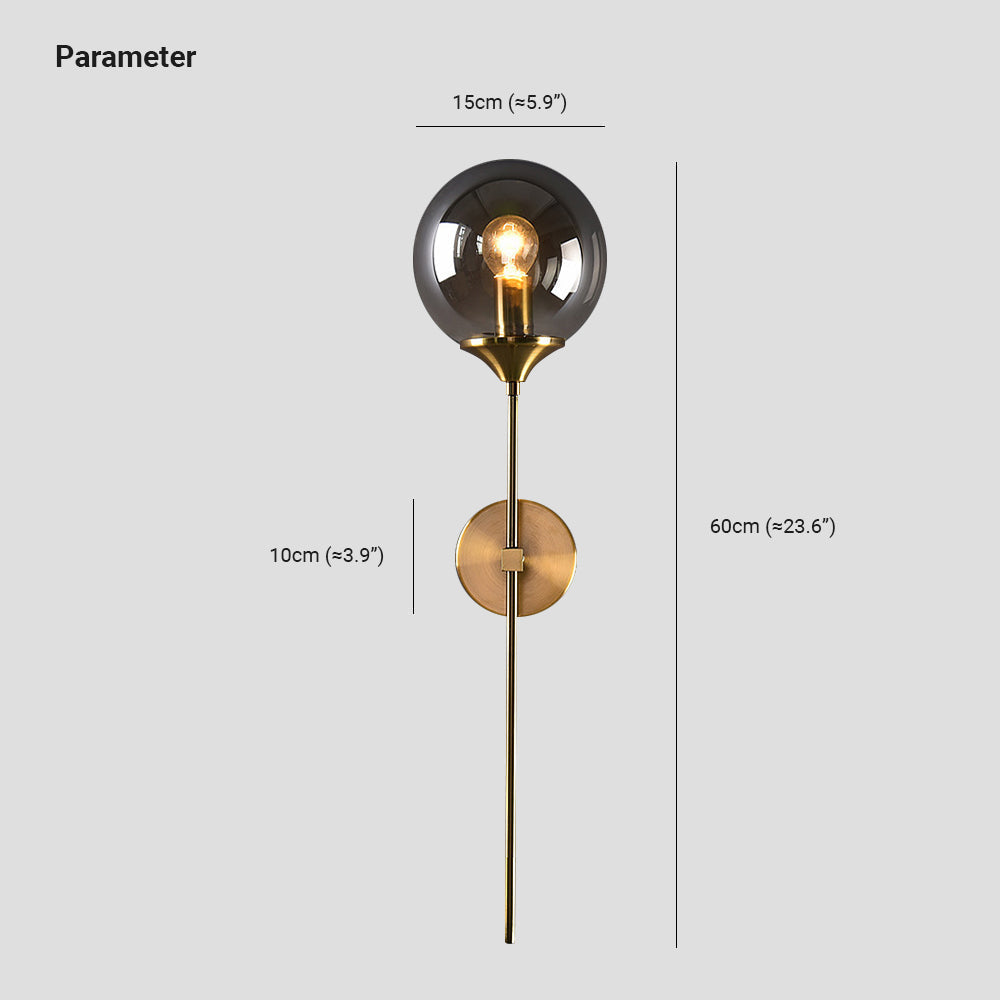 Bavitid Modern Globe Metal/Glass Wall Lamp, Gray/Amber/Clear/White