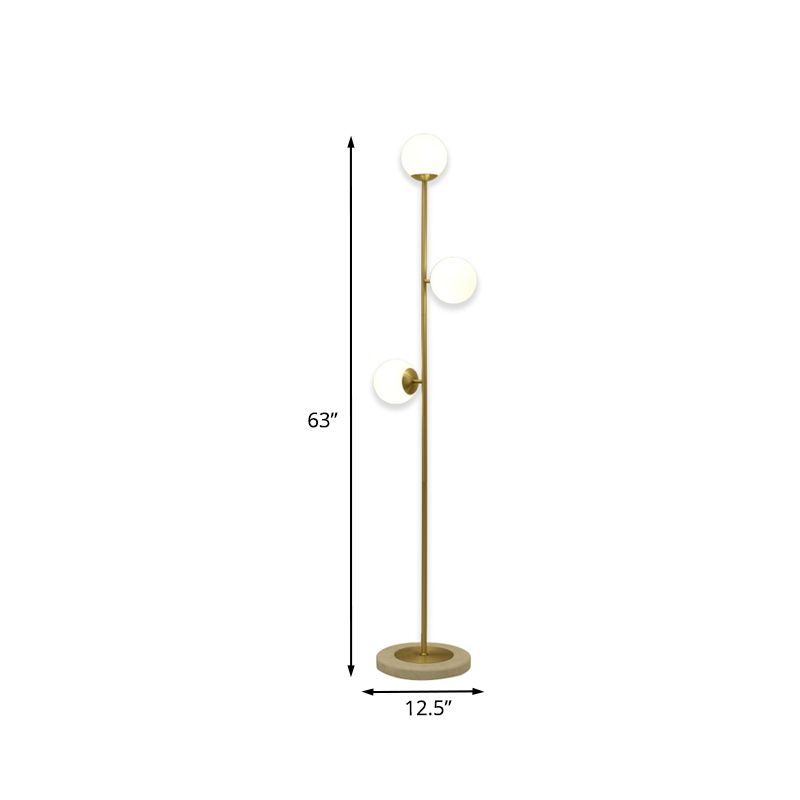 Sogopel Modern Globe Brass/Glass Floor Lamp, 3 Heads