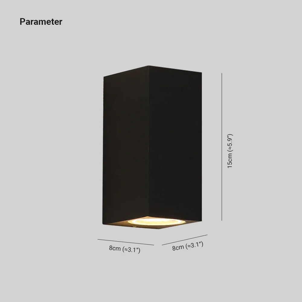 Koraq Minimalist Square Outdoor Wall Lamp, Black-Neutral Decor