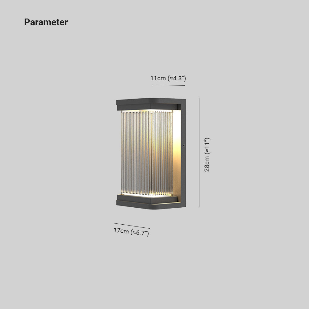 Fetenak Minimalist Rectangular Glass Outdoor Wall Lamp, Black