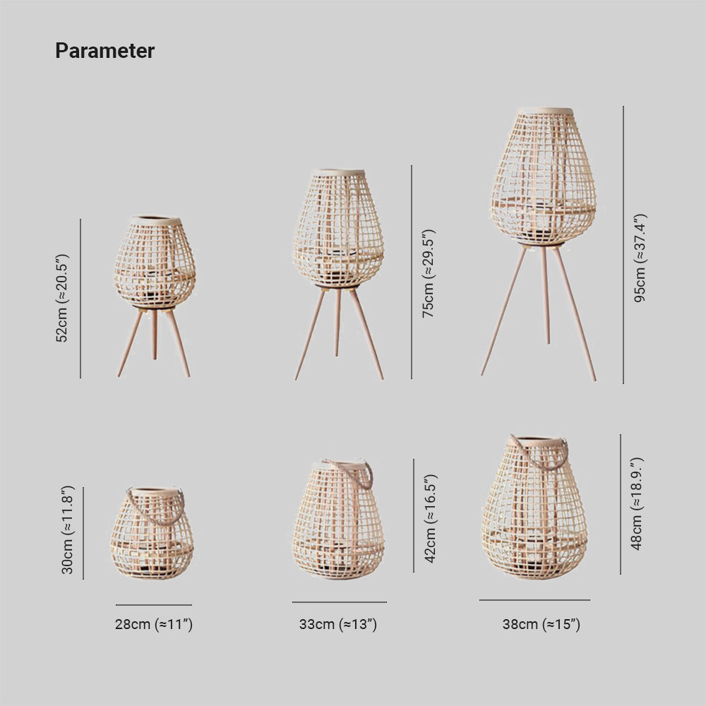 Mirudat Floor Lamp, Wood & Rattan