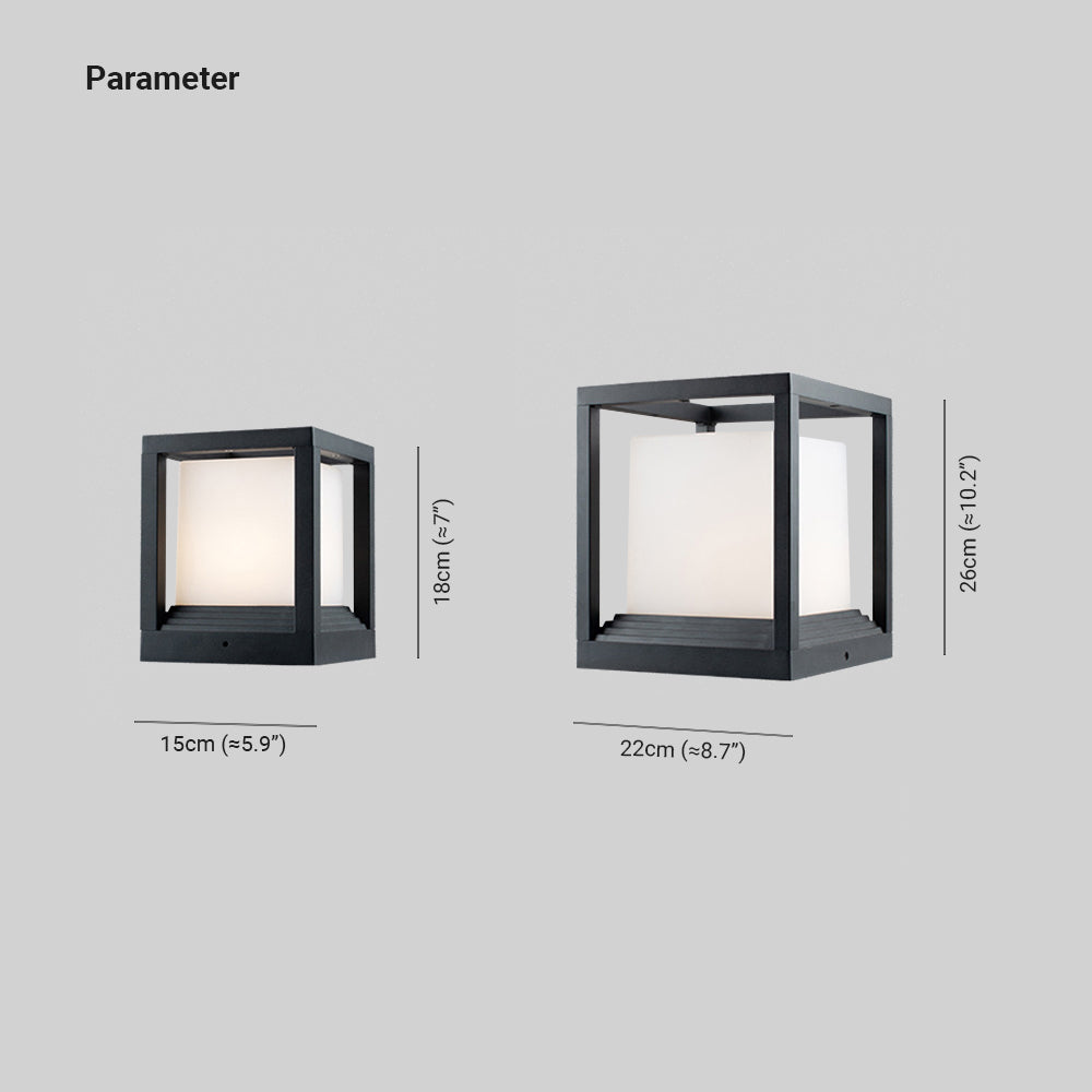 Kelaban Modern Rectangular Metal Outdoor Lamps, Black