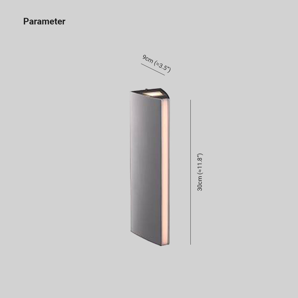 Lokavot Modern Triangular Prism Metal Outdoor Wall Lamp, Black/Silver