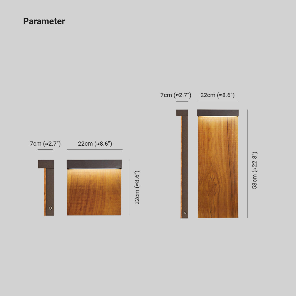 Labemut Modern Metal Rectangular Outdoor Path Light, Wood