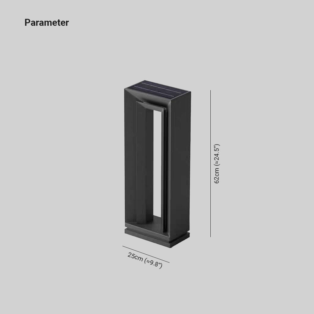 Pedonut Modern Metal Hollow Rectangular Solar Outdoor Path Light, Black
