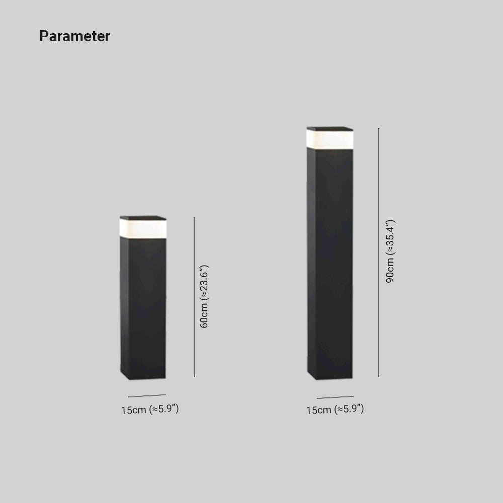 Rulutam Modern Metal Rectangular Outdoor Path Light, Black