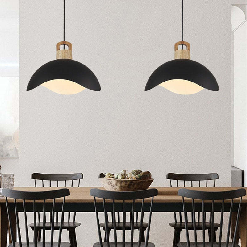 Hobokik Colorful Shade Single Pendant Lights, Wood & Metal