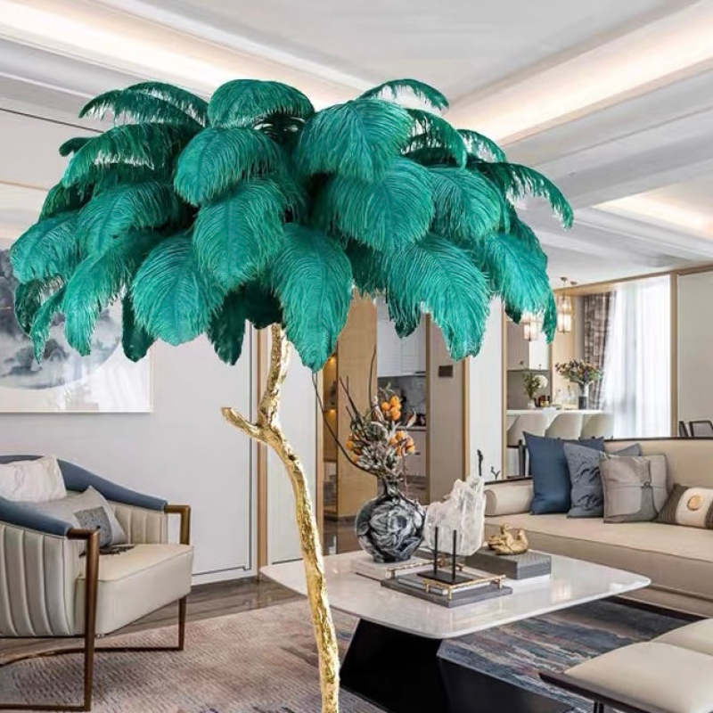 Salenor Nordic Luxury Unique Ostrich Feather Floor Lamp/Table Lamp-Neutral Decor