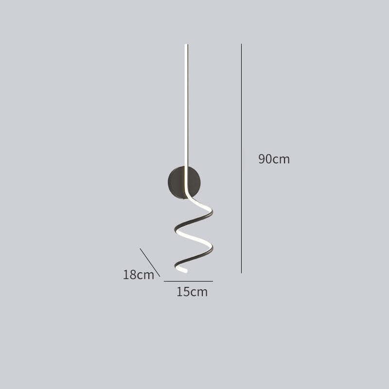 Kipenan Modern LED Art Interior Wall Light Spiral, Black & White