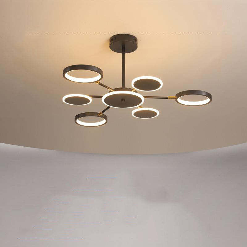 Juvidon Modern Led Chandelier, Geometric, Black Dimmable