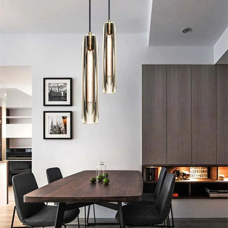 June Brass Designer Glass Pendant Lamp Smoky