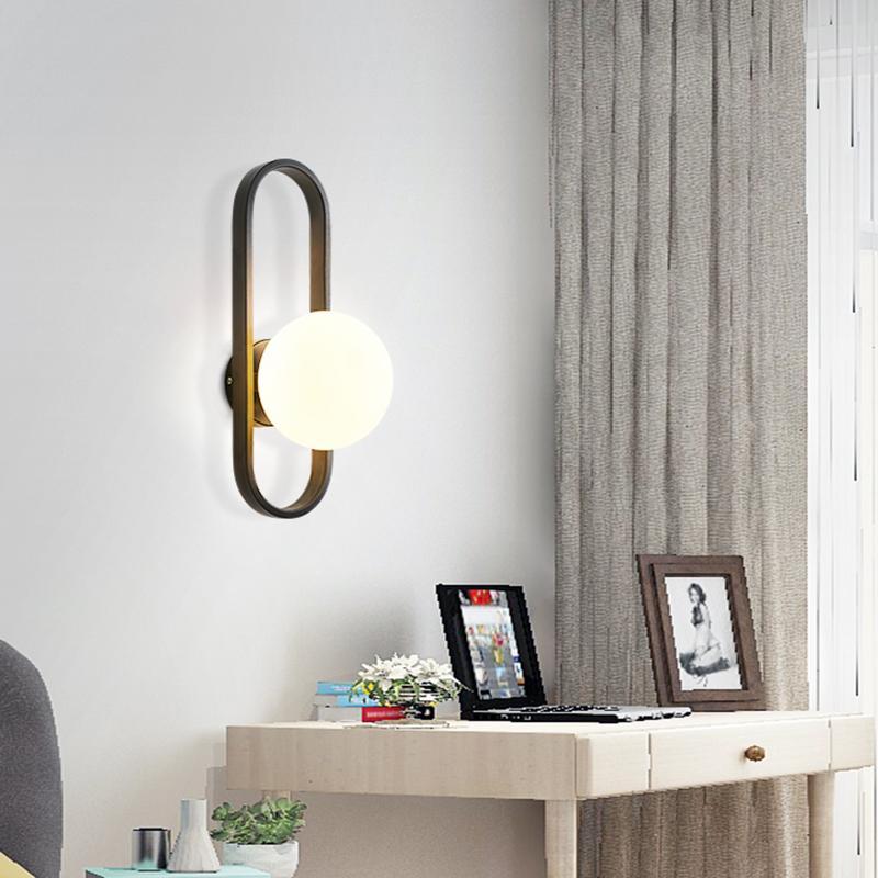 Fuvavel Modern Globe Bedside Wall Lamp Mount for Bedroom & Reading Room, Gold/Black