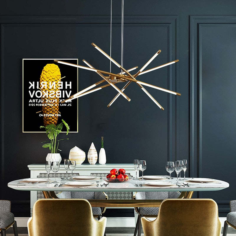 Fonekul Pendant Light, Black/Gold, 6/8/10/12 Heads