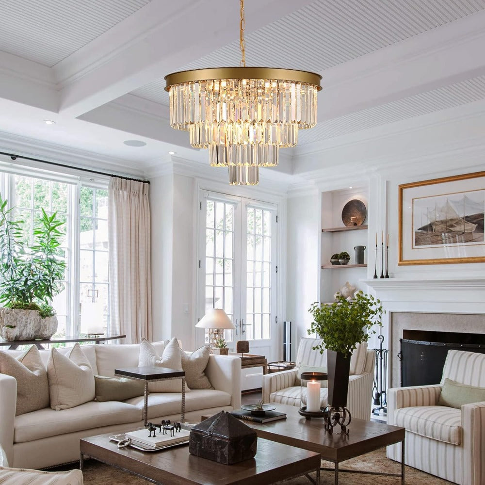 Cugimak Modern LED Decorative Luxury Pendant Light Crystal Metal Black/Gold Ring Bedroom/Living Room