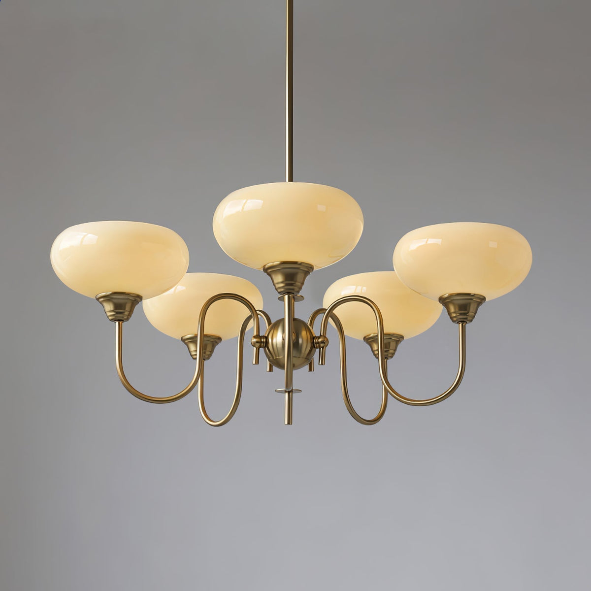 Nidorot Vintage LED Metal Multi Lampshade Creamy White Yellow Bulbs Luxury Bedroom Living Room Pendant Light, Gold/Chrome